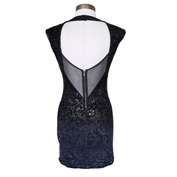Alice + Olivia Black Sequin & Velvet Mini Dress Size XS Open Back Party Glam - Picture 7 of 13